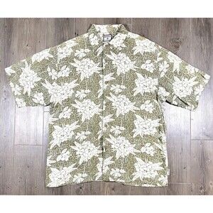 Bugle Boy Authentics Mens Button Down Floral Hawaiian Short Sleeve Shirt Size XL